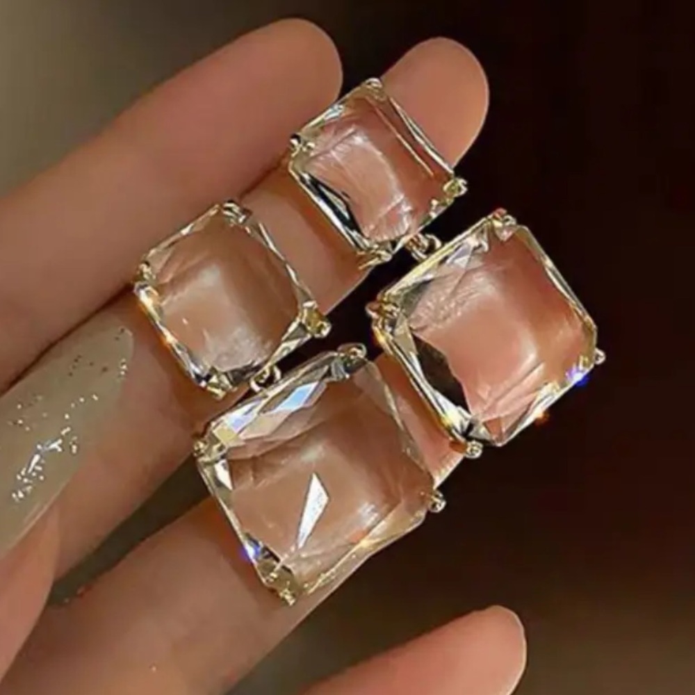 Clear Rhinestone Drop Earrings. New.